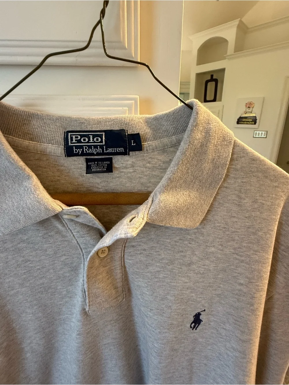 Ralph Lauren Men’s Heather Gray Polo with Navy Pony